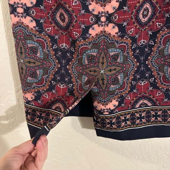 Talbots Kaleidoscope Paisley Multicolored Zip up 90’s Style Midi Pencil Skirt - Picture 7 of 9